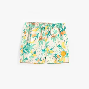 Bermuda de bain beige à motifs tropicaux, bébé