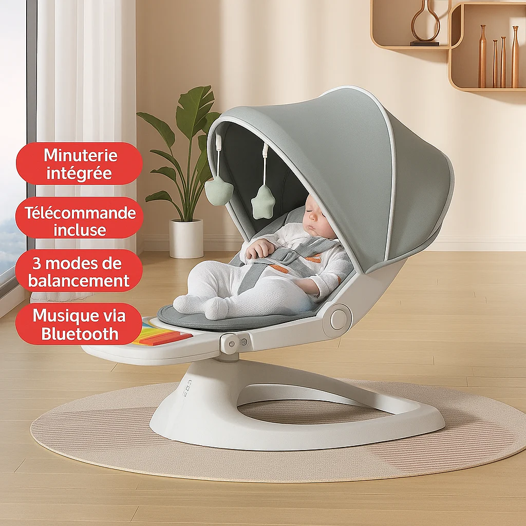 Balancelle bébé électrique 3-en-1 blanc – Image 2