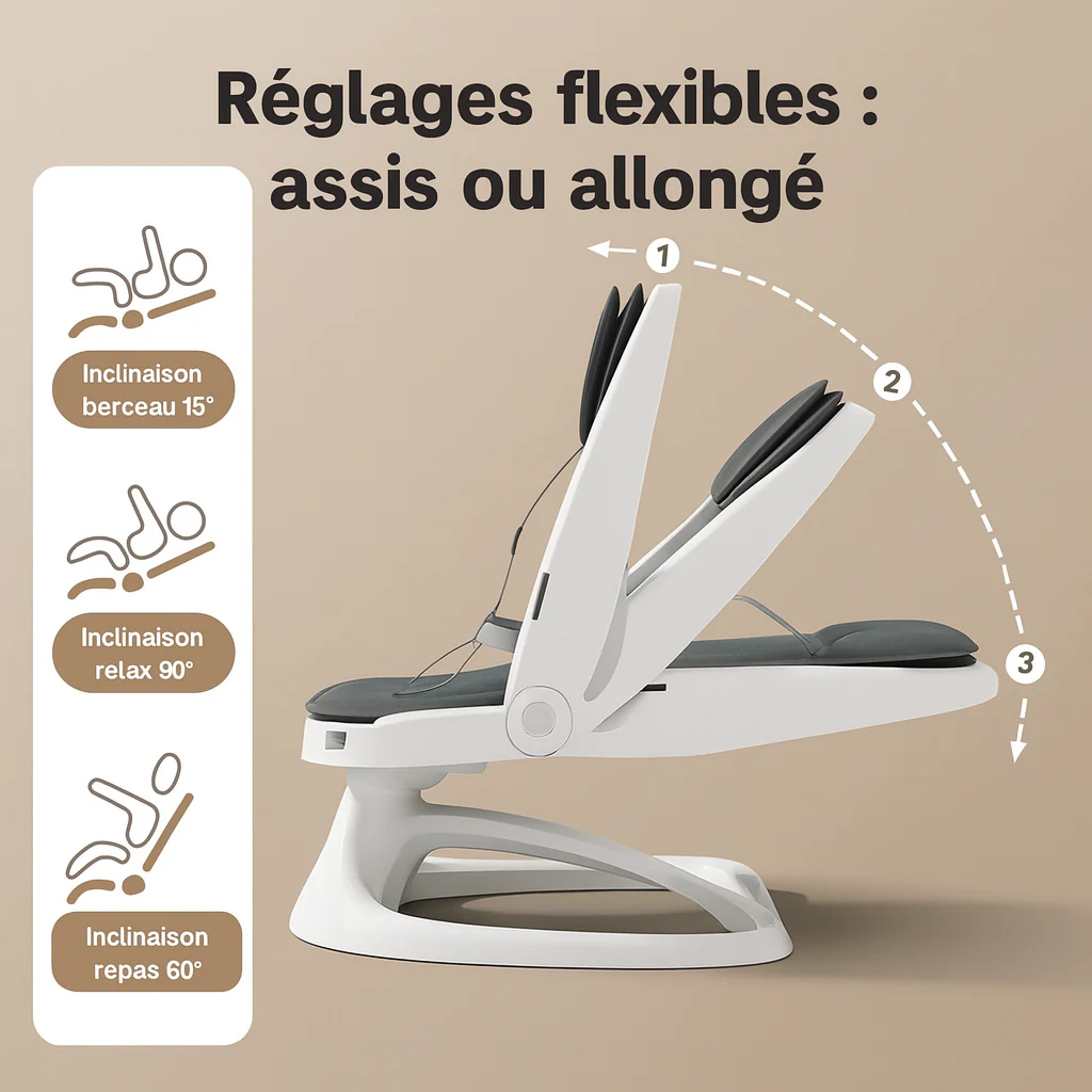 Balancelle bébé électrique 3-en-1 blanc – Image 3