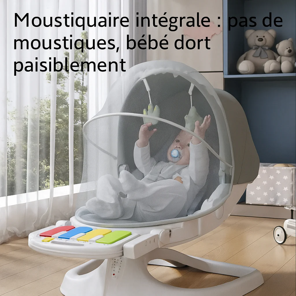 Balancelle bébé électrique 3-en-1 blanc – Image 6