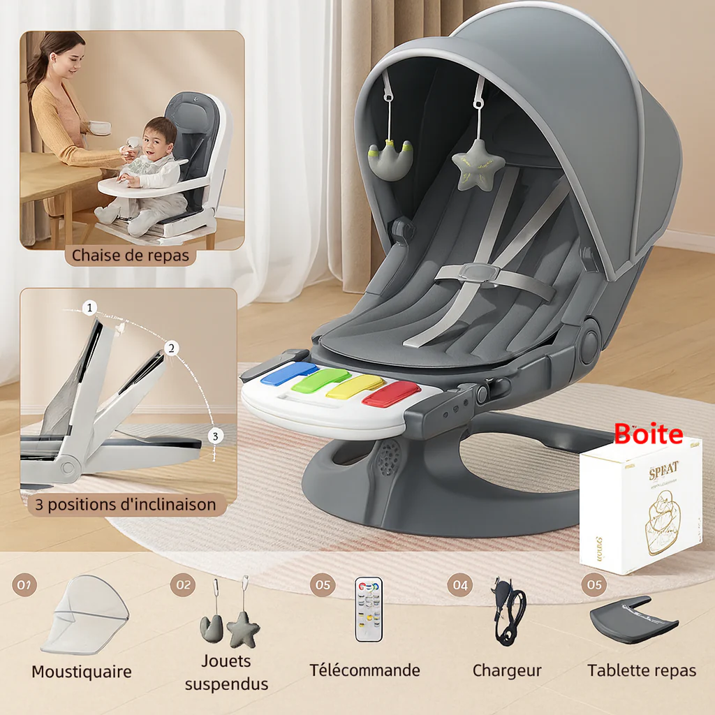 Balancelle bébé électrique 3-en-1 blanc – Image 8