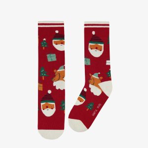 Chaussettes rouge à motifs festifs, adulte