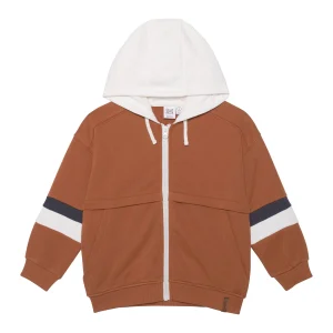 Cardigan à capuche en molleton français caramel E30U32