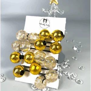 8 ÉLASTIQUES CHEVEUX BOULES DORÉ BRILLANTE - Cheveux enfant