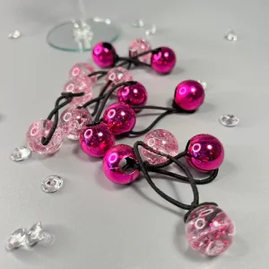 8 BOULES ÉLASTIQUES CHEVEUX ROSES BRILLANTES - Cheveux enfant