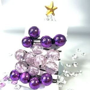 8 BOULES ÉLASTIQUES CHEVEUX VIOLET  BRILLANTE - Cheveux Enfant