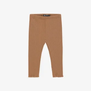 Legging long brun en tricot côtelé irrégulier, bébé