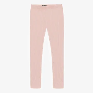 Legging long rose en tricot côtelé irrégulier, enfant