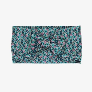 Bandeau turquoise fleuri avec noeud en voile, enfant