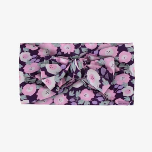 Bandeau mauve fleuri avec noeud en voile, enfant