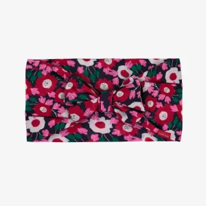 Bandeau rouge et vert fleuri avec noeud en voile, enfant