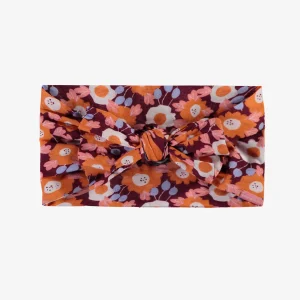 Bandeau orangé fleuri avec noeud en voile, enfant