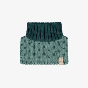 Cache-cou turquoise en tricot avec motifs, bébé