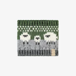Cache-cou vert en tricot avec moutons, bébé
