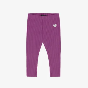 Legging mauve en tricot côtelé, bébé