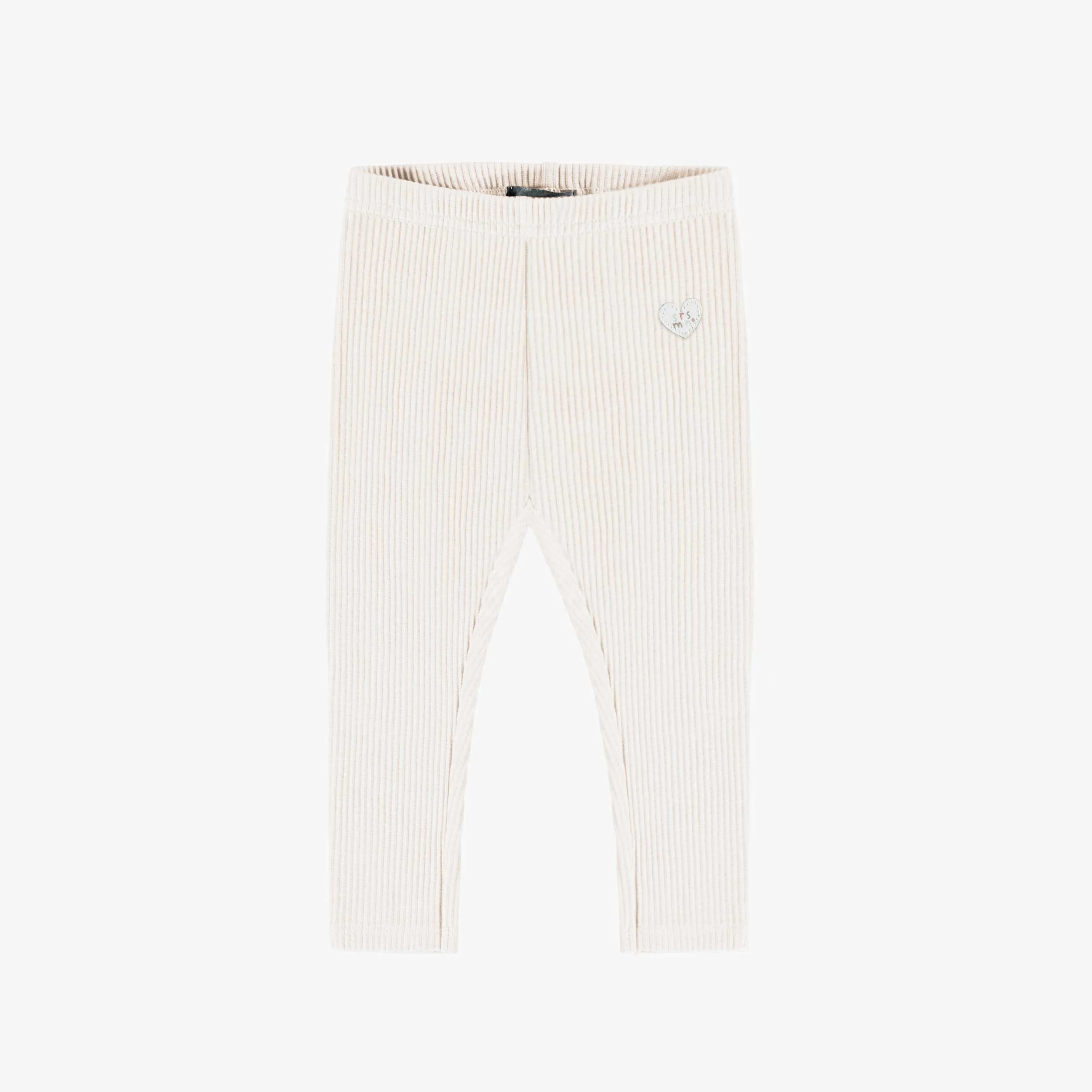 Legging crème en tricot côtelé, bébé