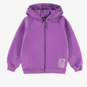 Veste mauve à capuchon, enfant