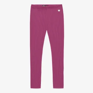 Legging mauve en tricot côtelé, enfant