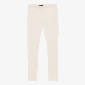 Legging crème en tricot côtelé, enfant