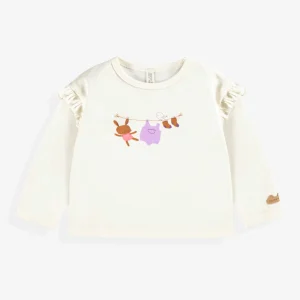 T-shirt crème avec illustration, naissance