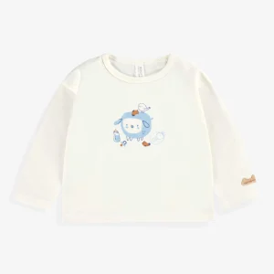 T-shirt crème avec illustration, naissance