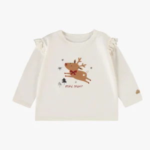 T-shirt crème avec illustration, naissance