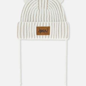 Tuque en tricot pour bébé Blanc cassé F30WT23