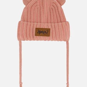 Tuque en tricot pour bébé Vieux rose F30WT23