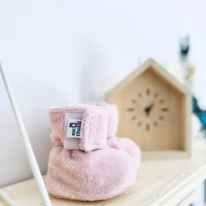 Pantoufle minky Bébé O chaud Rose sans relief