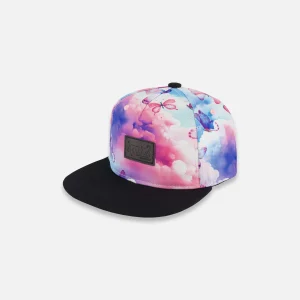 Casquette imprimée avec papillons sur fond noir et multicolore G30VGC