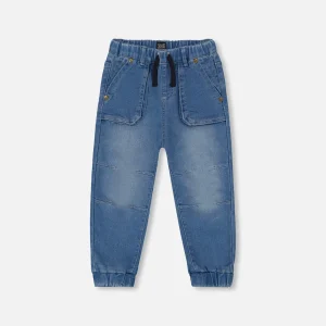 Pantalon à coupe jogger en denim extensible bleu G30YB22