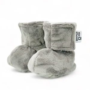 Pantoufle minky Bébé O chaud Gris sans relief