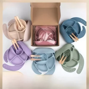 Set Repas Bébé en Silicone – Antidérapant & Incassable (6 Pièces)