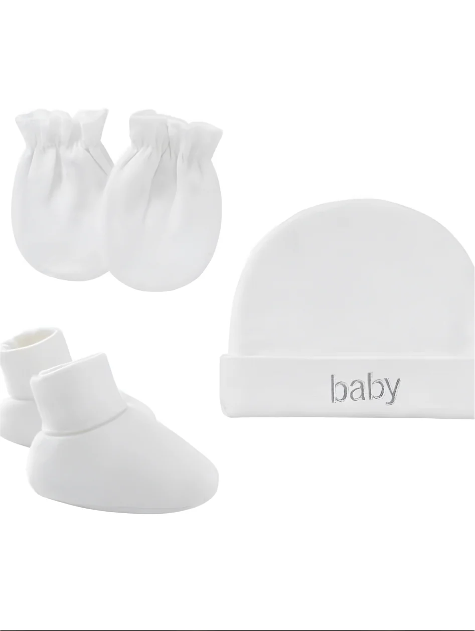 Ensemble Naissance 3 Pièces pour Bébé – Bonnet, Moufles et Chaussons Ultra Doux – Image 4