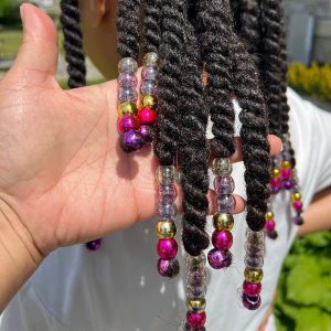 LOT 100 LARGES PERLES BRILLANTES VIOLET-ROSE-DORE - Cheveux Enfants