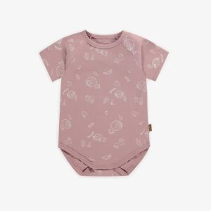 Cache-couche vieux rose avec illustrations blanches avec un thème de déjeuner en coton, bébé