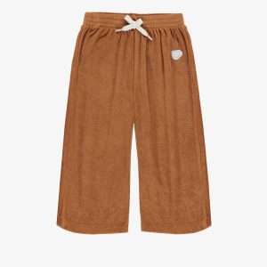 Pantalon caramel ample en ratine, enfant