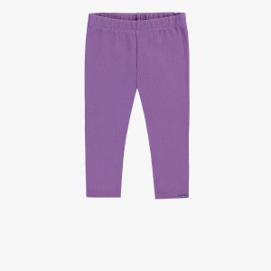 Legging longueur ¾ mauve en tricot côtelé, enfant