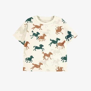 T-shirt crème à motifs de chevaux, bébé