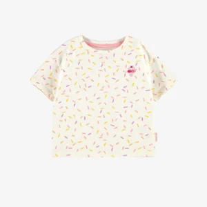 T-shirt crème en jersey à motifs de confettis, bébé
