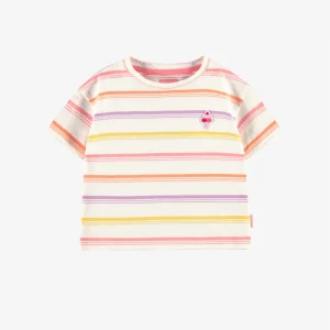 T-shirt crème en jersey à rayures, bébé