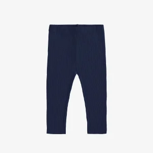 Legging marine longueur régulière en tricot côtelé, bébé