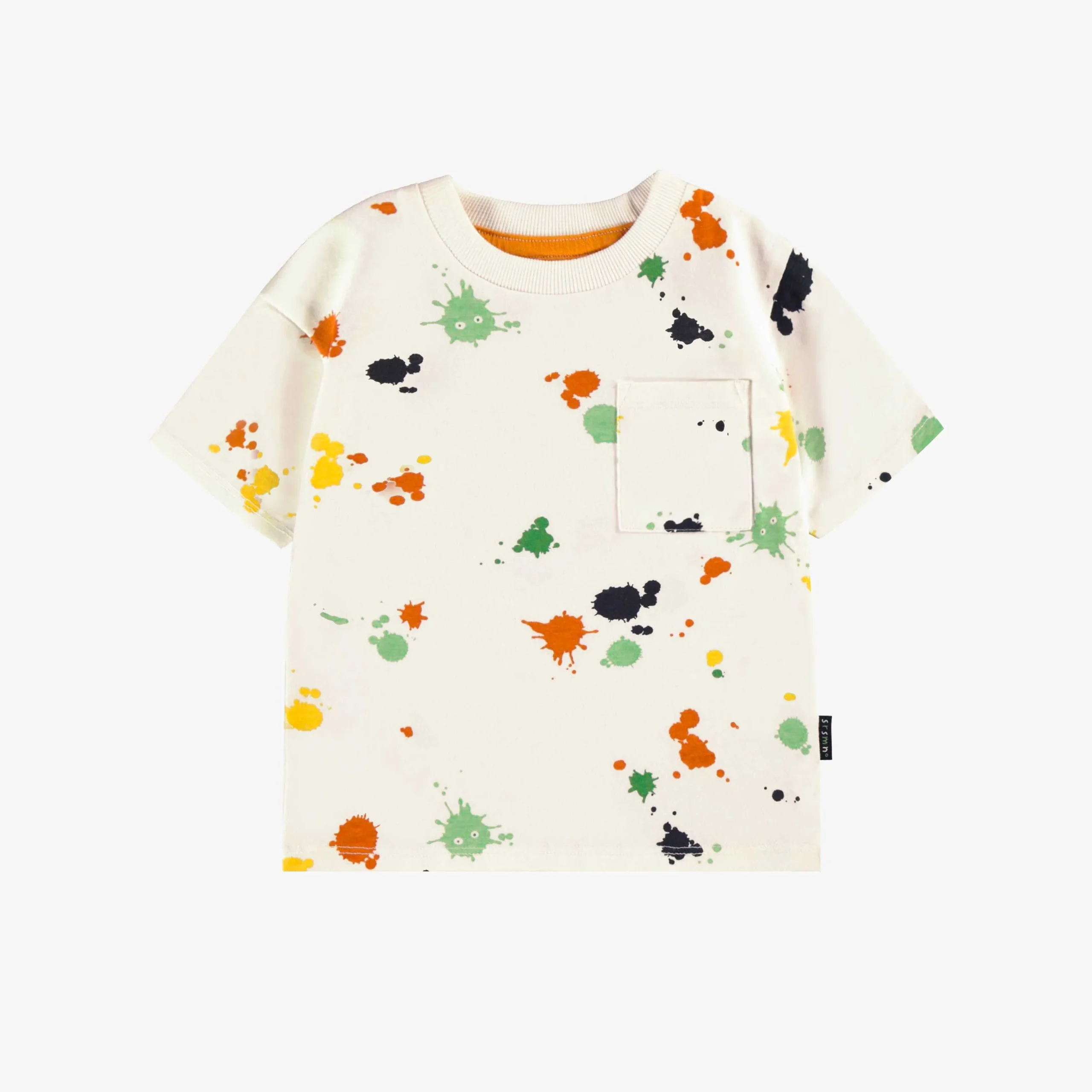 T-shirt crème en jersey à motifs d'éclaboussures de peinture, bébé