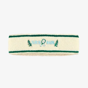 Bandeau sport crème en ratine avec broderie, enfant