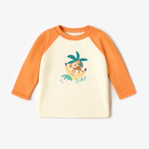 T-shirt de bain crème et orange avec illustration, bébé