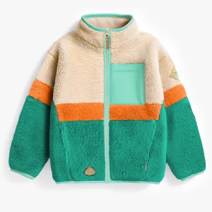 Veste en peluche blocs de couleur, enfant