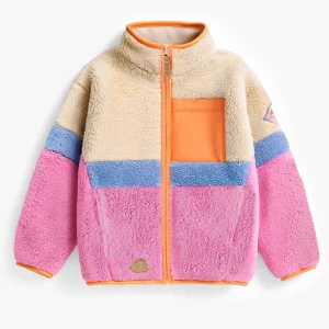 Veste en peluche blocs de couleur, enfant