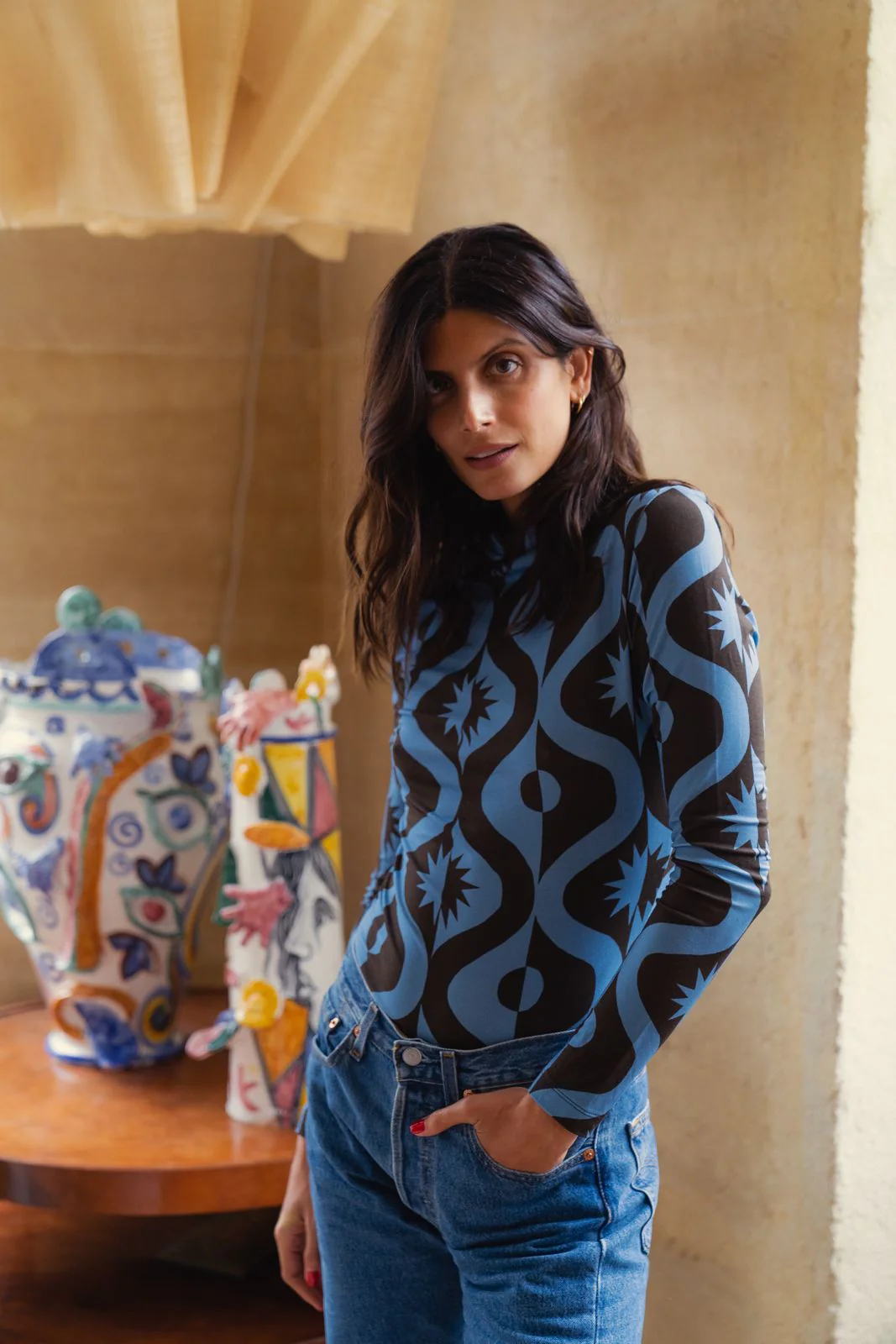 Mathilda - Top Femme Full Moon Bleu – Image 3