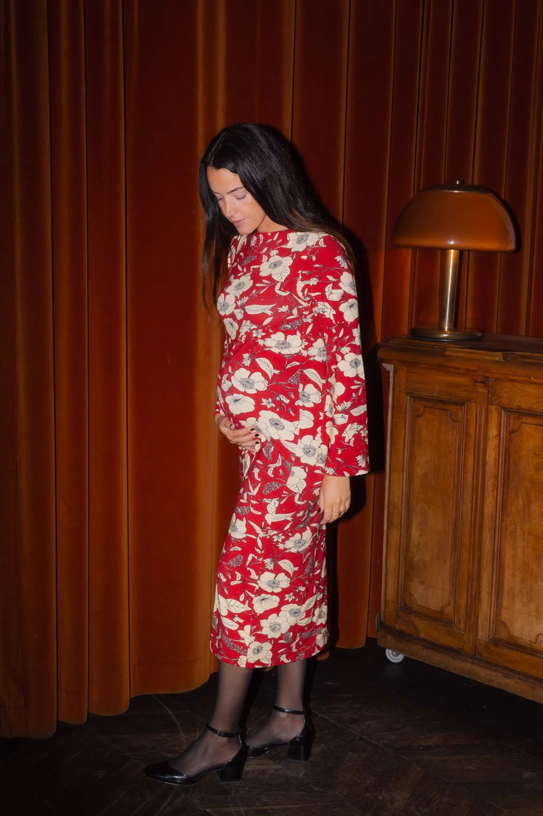 Lola - Robe Femme Enceinte Capucine Rouge – Image 5