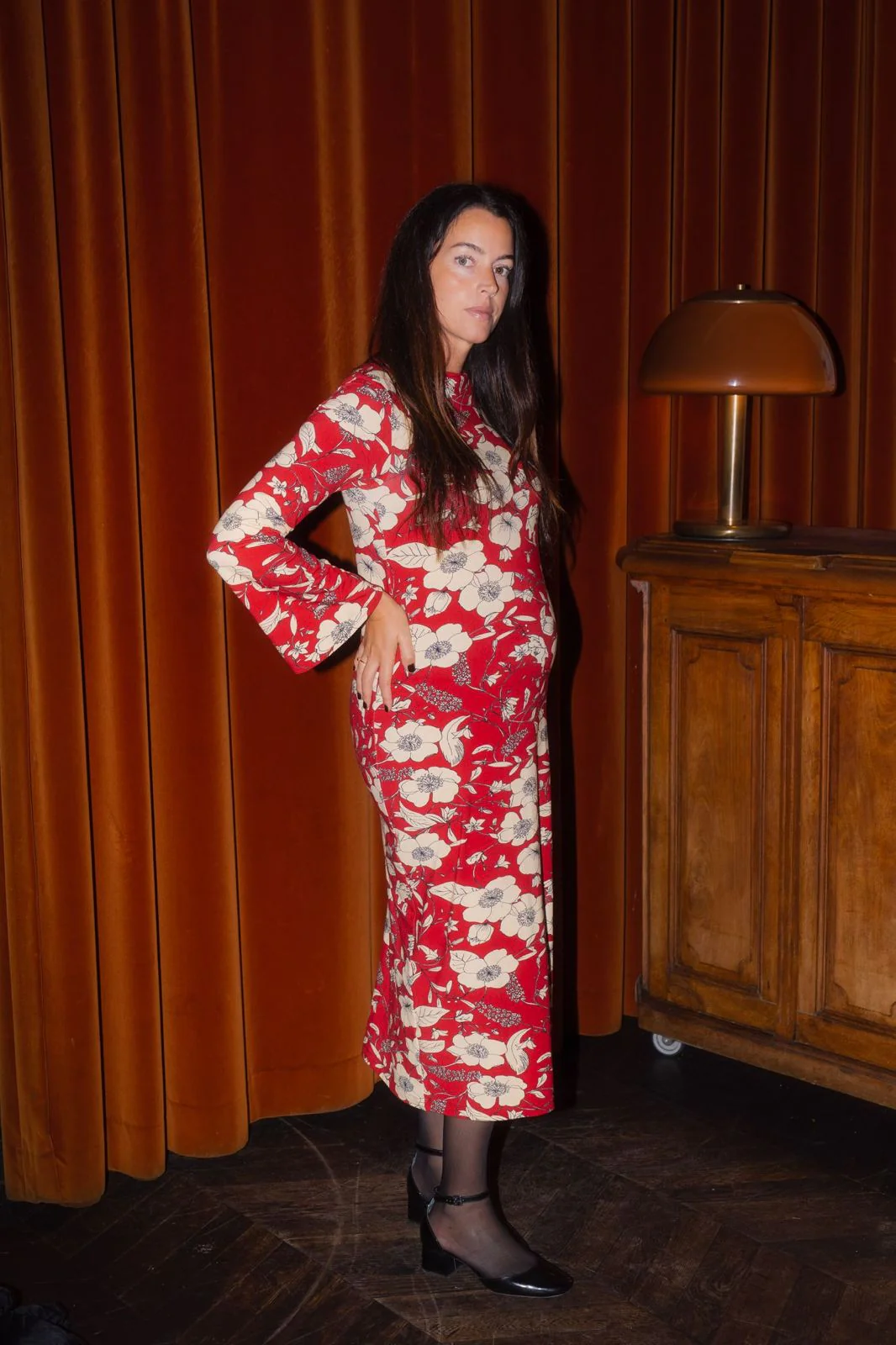 Lola - Robe Femme Enceinte Capucine Rouge – Image 3